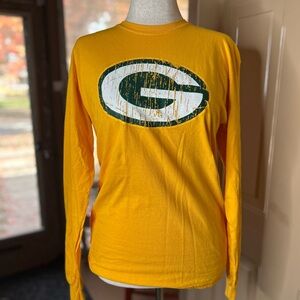Gildan Yellow Long Sleeve Tee with Green Bay Packers logo